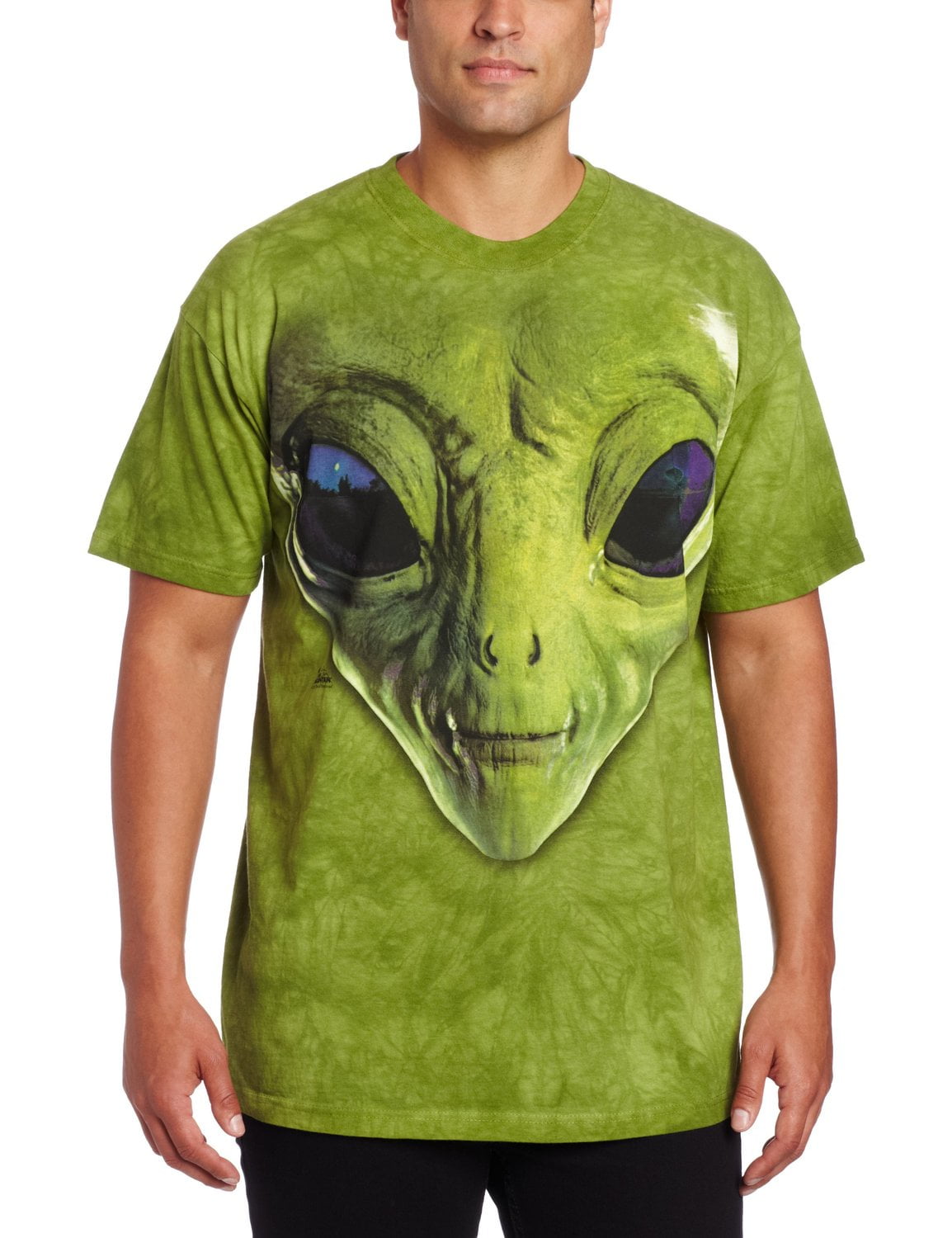 The Mountain - Green 100% Cotton Green Alien Face Graphic T-Shirt NEW ...
