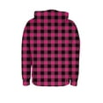thumbnail image 4 of Zedker Casual Plaid Prints Drawstring Zipper Hooded Jackets Classic Women's Long Sleeve Fall Winter Ribbed Kniited Tops with Pockets,Hot Pink,M, 4 of 8
