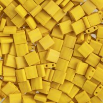 Miyuki TILA 5mm 2-Hole Square Glass Beads TL-2311 Opaque Mustard Matte 5.2 Grams