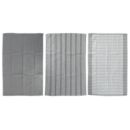 

Towels 100% Natural Cotton The Best Tea Towels Dish Cloth Absorbent and Lint-Free Machine Washable 18 x 25 Inch White with Grey Stripe