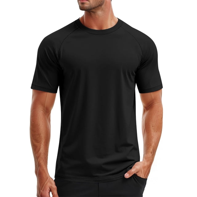 PMVFHDE Mens T-Shirts UPF 50+ Swim Short Sleeve Tee Quick Dry Rash Guard Athletic Sun Protection Top