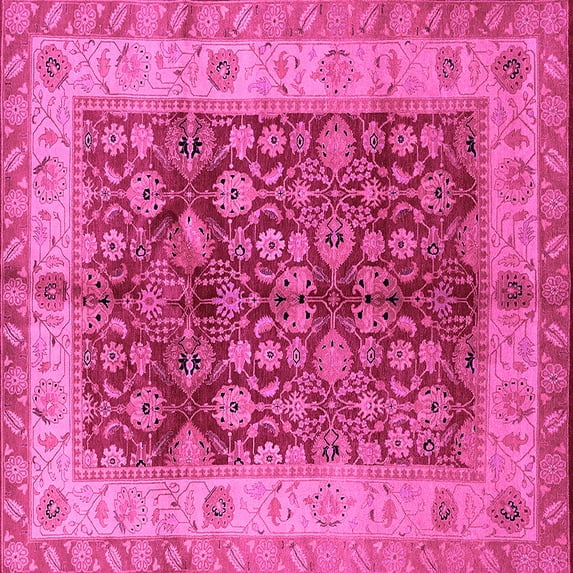 Ahgly Company Indoor Square Oriental Pink Traditional Area Rugs, 3' Square