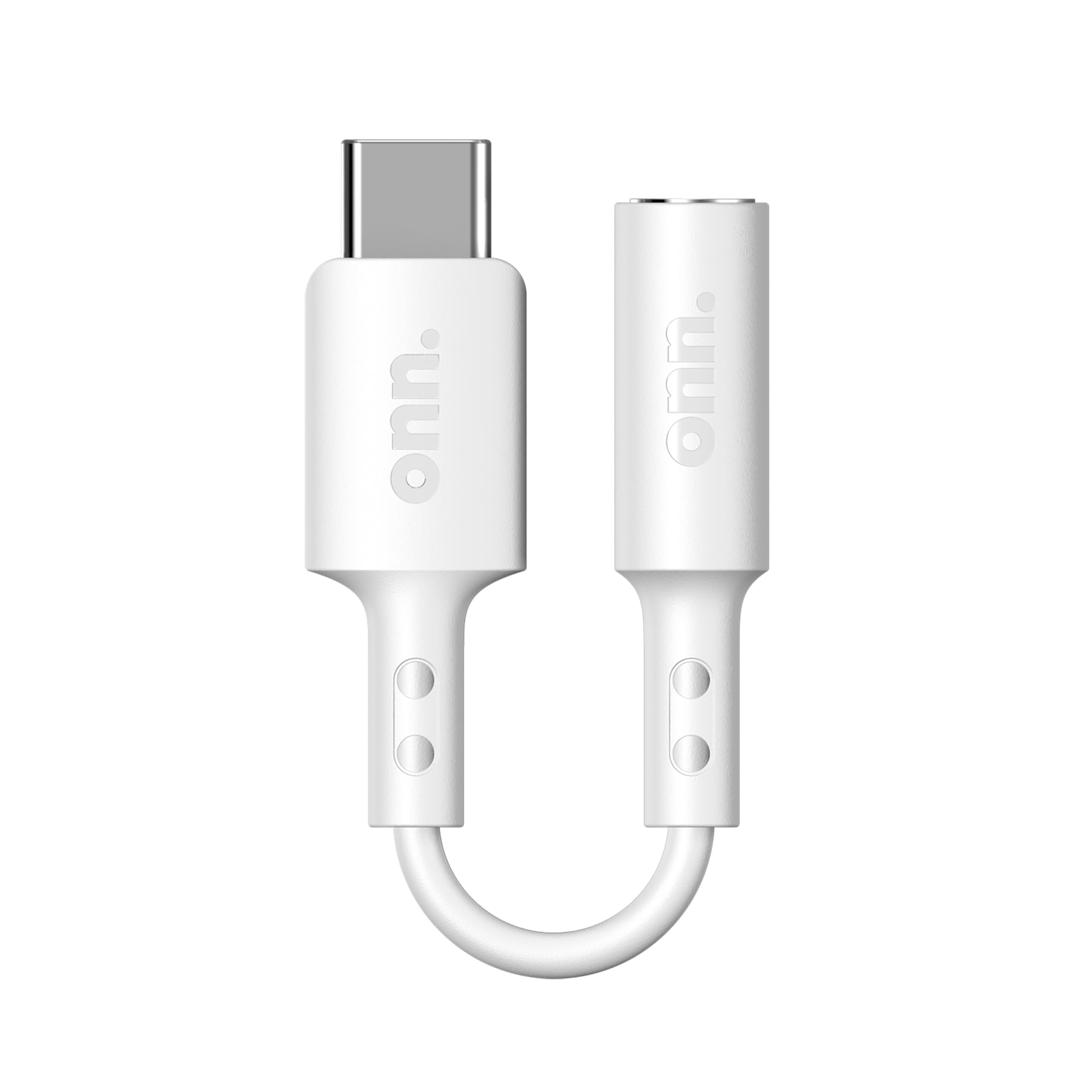 onn USB-C to 3.5mm Audio Jack Adapter, USB-IF Certified, White