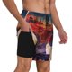 thumbnail image 2 of Balery Cultural Silhouette Journey Bañador para hombre, shorts de playa de secado rápido con entrepierna y forro de compresión-Medium, 2 of 6