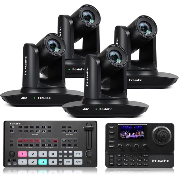 FoMaKo 4K PTZ Camera HDMI NDI 20X Live Streaming Camera Bundle(K20UH X4 M1 KC606)