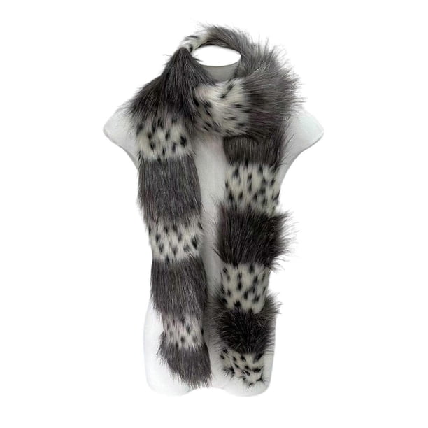 Reversible Leopards Patchwork Scarf Warm Plush Winter Shawl For Adults Kids Indoor Outdoor Activity Easy Care