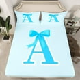 thumbnail image 2 of Manfei Letter A Monogrammed Twin Sheet Sets,Cute Cartoon Bowtie Twin Fitted Sheet,Blue Bow Tie Flat Sheet For Girls Kids,Microfiber Room Decorative,3pcs, 2 of 7