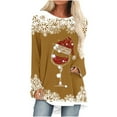 thumbnail image 2 of Luxalzxs Tunic Tops for Women Loose Fit Dressy Christmas Wine Glass Print Long Sleeve Round Neck Loose Fit Casual Fall Outfits, 2 of 4