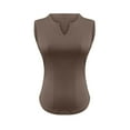 thumbnail image 4 of Quinlirra women's sleeveless tops casual Women's Solid Ribbed Fitted Tank Tops 2025 V Neck Curved Hem Sleeveless Shirts Casual Basic Tops, 4 of 5