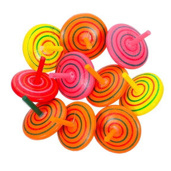 Homoyoyo 10Pcs Wooden Spinning Tops Assorted Colors Durable Relaxing Game