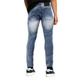 thumbnail image 2 of Men's Muscle Fit Distressed Moto Quilt Zipper Super Skinny Stretch Denim Jeans (MTD-80-MB/SS-Medium Blue, 32x30), 2 of 3