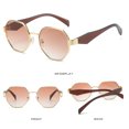 thumbnail image 5 of Womens Polygonal Sunglasses Large Rim Metal Frame Sun Glasses for Fashion Travel and Sun Protection Elegant Minimalist, 5 of 7