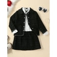 thumbnail image 4 of Bagilaanoe 3Pcs Little Girls Fall Clothes Long Sleeve Jacket + White Frills Shirt Tops + Skirt 3T 4T 5T 6T 7T Kids Casual Skirt Set, 4 of 9
