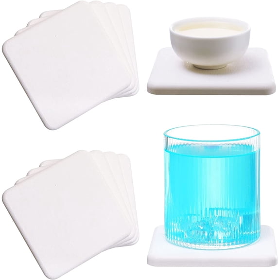 Absorbent Diatomite Drink Coasters,for Drinks and Plants Fast Water Absorption in Seconds, Non-Slip Insulation Odorless Diatomaceous Earth Protect Table Countertop from Damage, Set of 4 (Beige)