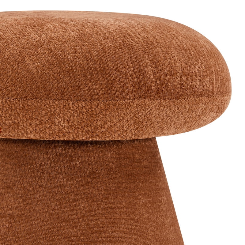 Spruce & Spring Swivel Upholstered Chenille Ottoman Footstool, Accent Stool for Living Room, Bedroom & Vanity, Orange, 17x16x16in