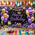 thumbnail image 4 of Decorative Happy Birthday Banner Luxurious Birthday Decoration Reusable Party Backdrop for Birthday Celebration Party Decoration Events, 4 of 7