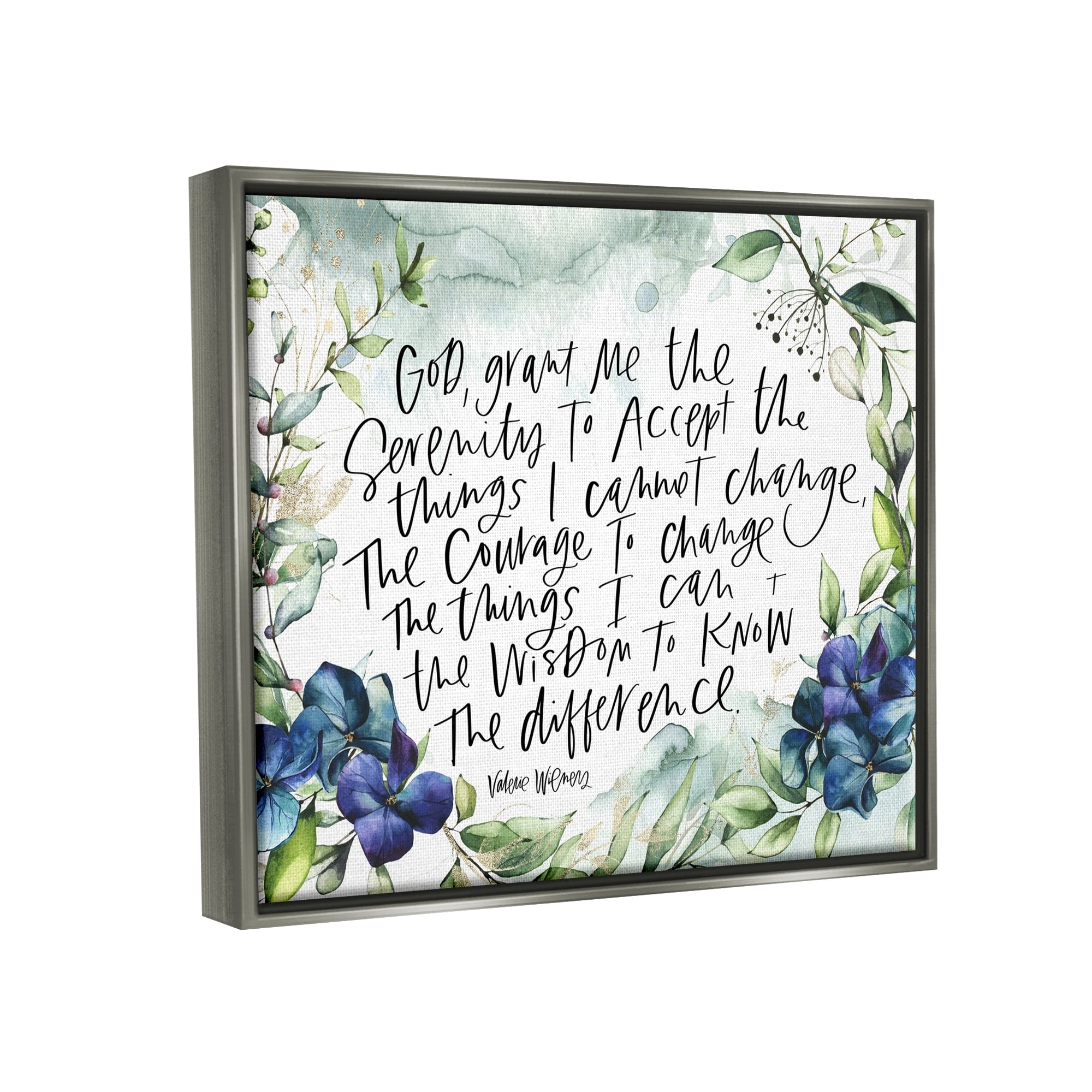 Stupell Industries Religious Perseverance Quote Floral Watercolor Painting Effect Graphic Art Luster Gray Floating Framed Canvas Print Wall Art, Design by Valerie Wieners