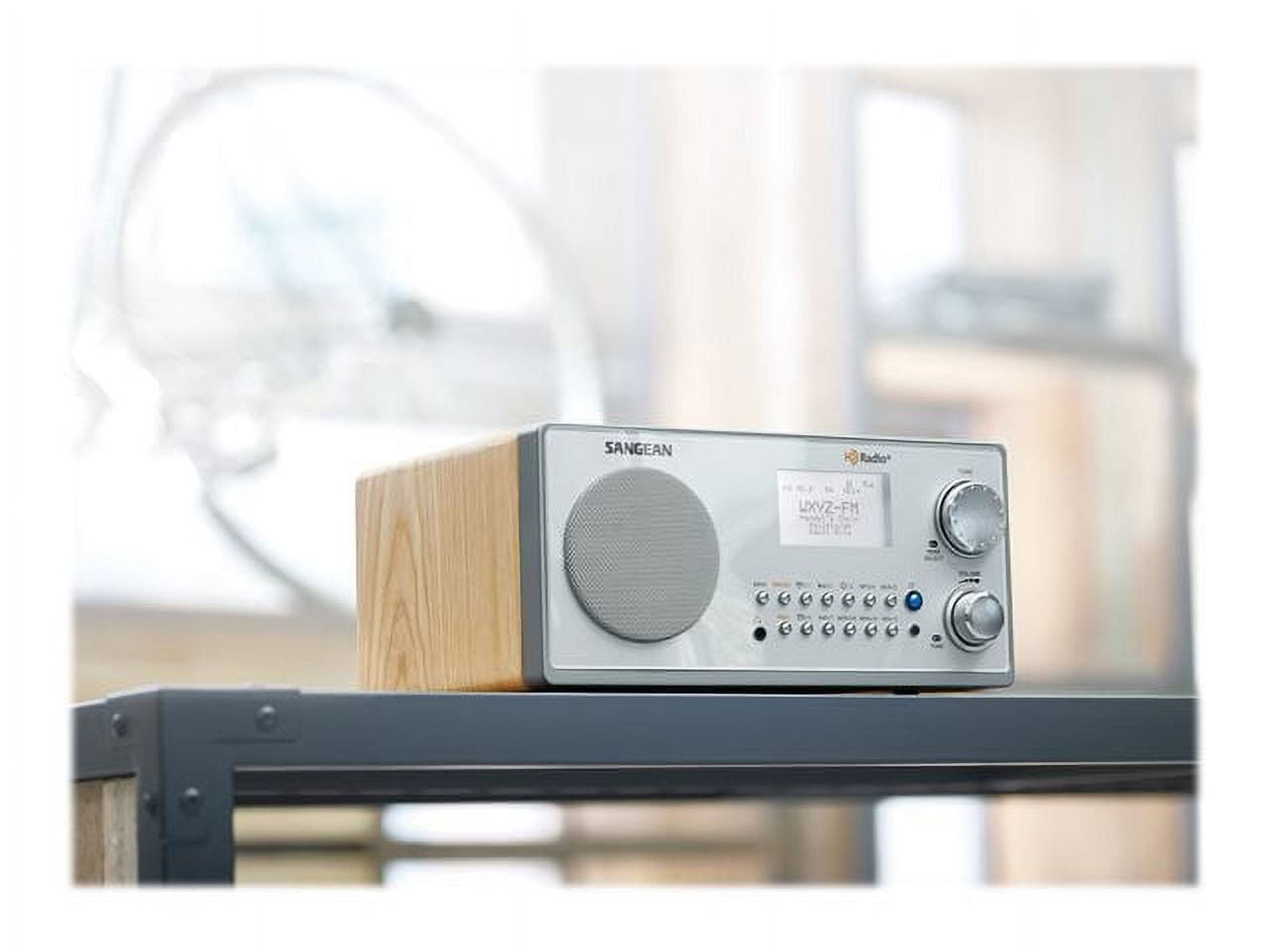 Sangean HDR-18 HD Radio/FM-Stereo/AM Wooden Cabinet Table Top Radio silver