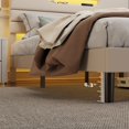 thumbnail image 4 of Satifur Beige Fine Linen Fabric Bed Frame with LED Lights & Charge Station, Queen Size Bed Frame with Upholstered Headboard, No Box Spring Needed, 4 of 10