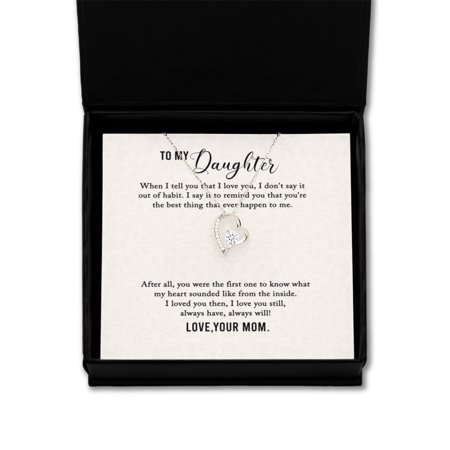 To My Daughter Gift Necklace, Birthday Gift Necklace for Daughter, Gift From Mom, Solitaire Crystal Necklace, Graduation Gift Necklace