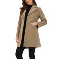 thumbnail image 4 of Winter Coats for Women's Lapel Collared Single Breasted with Belt Overcoat Trench Outerwear XS Camel, 4 of 6