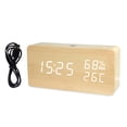 thumbnail image 4 of Mistaha LED Digital Wooden Alarm Clock APP Control Time/ Temperature/ Humidity/ Date Display Electronic Desktop Clock 4 Levels Brightness Sound Control USB or Battery Supply, 4 of 8