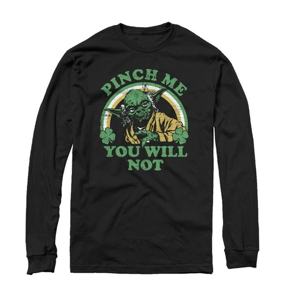 Men's Star Wars Do Not Pinch Yoda  Long Sleeve Shirt Black Small