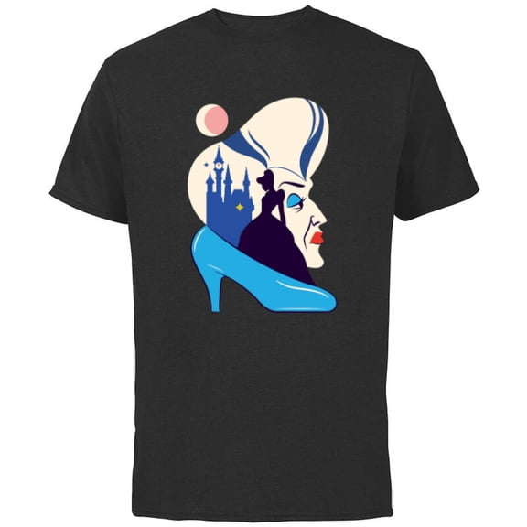 Disney Cinderella and Lady Tremaine - Short Sleeve Cotton T-Shirt for Adults - Customized-Black