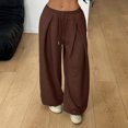 thumbnail image 6 of WULMLEO Oversized Wide Leg Baggy Sweatpants for Women Elastic Waist Casual Pants With Pockets Coffee M, 6 of 8