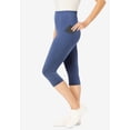 thumbnail image 3 of Woman Within Plus Size Stretch-Cotton Knit Pull-On Pocket Capri Leggings, 3 of 6