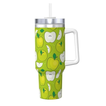 

Matuu Green Apple for 40OZ Ice Cup with Handle Durable Thermal Cups Keep Drinks Cold and Hot Insulated Car Mug with Lid
