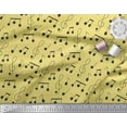 thumbnail image 3 of Soimoi Tissu Voile de Coton Jaune Notes d'Instrument de Musique Tissu Imprimé au Mètre 42 Pouces de Large, 3 of 5