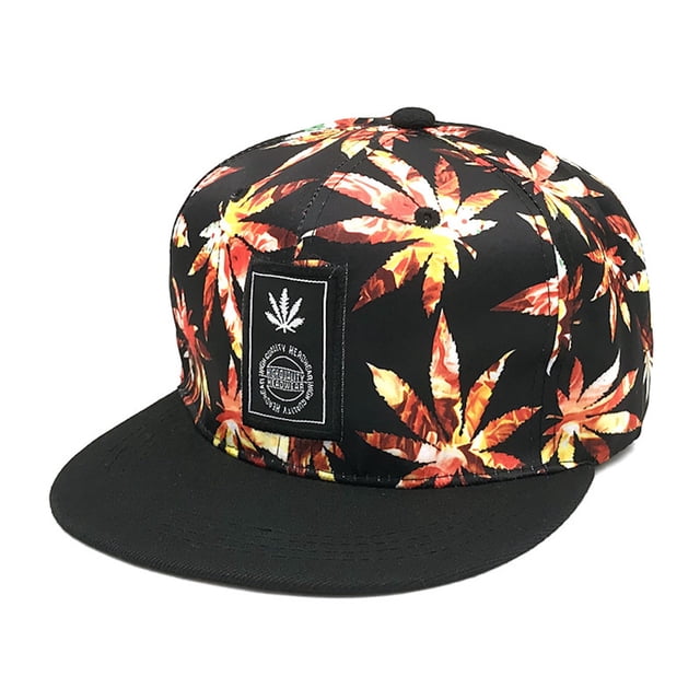 Gorra de béisbol unisex con bordado floral de hojas de arce, estilo anime