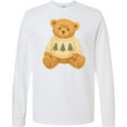 thumbnail image 3 of Inktastic Vintage Teddy Bear in Sweater with Christmas Trees Long Sleeve T-Shirt, 3 of 5