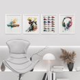 thumbnail image 2 of PixonSign Framed Wall Art Sportscar Headphone Sneaker Collage Posters, Set of 4 Boy's Bedroom Illustration Wall Decor Prints, Multicolor Contemporary Wall Décor for Living Room - 11"x14" White, 2 of 5