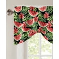 thumbnail image 3 of Tie Up Valance Curtain for Kitchen,Summer Watermelon Green Monstera Leaf Rod Pocket Short Curtains Adjustable Tie-Up Shade Valances,Red Flower Seamless Window Treatment for Bathroom Living Room, 3 of 8