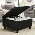 thumbnail image 3 of CQSXDA Large Square Storage Ottoman with Wooden Legs, Upholstered Button Tufted Coffee Table with Nail Trims, 3 of 9