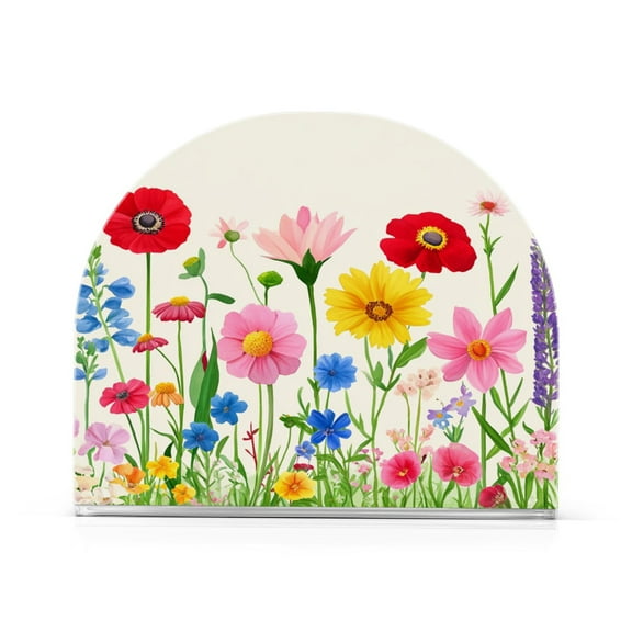 Wildflowers Thick U Shape Acrylic Napkin Holder Non Slip Space Saving for Kitchen