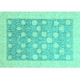 thumbnail image 1 of Ahgly Company Machine Washable Indoor Rectangle Oriental Turquoise Blue Modern Area Rugs, 4' x 6', 1 of 4