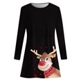 thumbnail image 4 of WILLBEST Robes Noires pour Femmes Noël Manches Longues Col Rond Imprimé Cerf Robe Douce Mode Soirée S, 4 of 5
