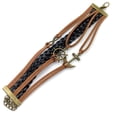 thumbnail image 2 of Vintage Bronze Ship Wheel Anchor Infinity Charms Black Brown Braided Leather Rope Bracelet, 2 of 4