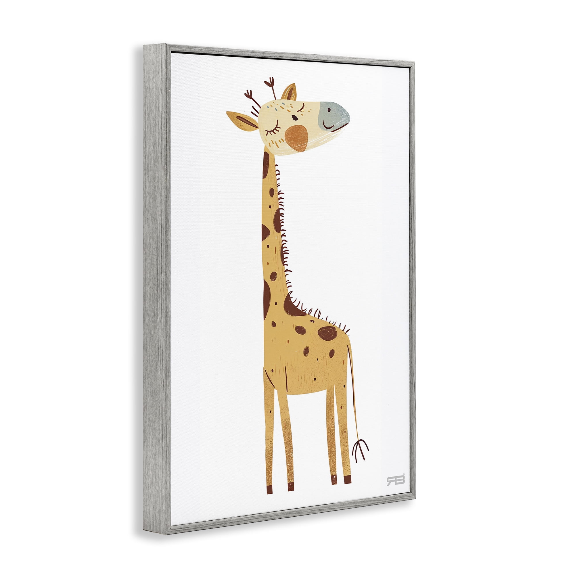 Stupell Industries Happy Giraffe Winking Animals & Insects Painting Gray Framed Art Print Wall Art, 12 x 18