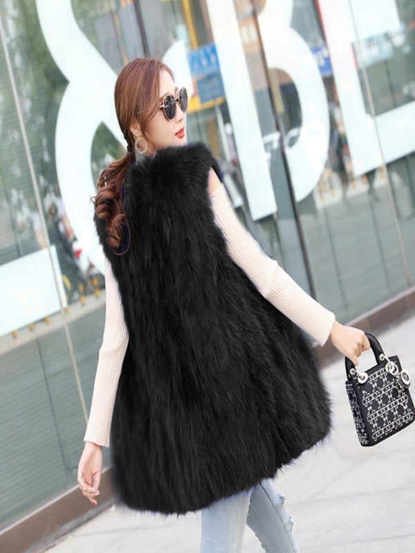 Youhan Women's Faux Fur Vest Coat Sleeveless Jacket 