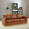 thumbnail image 3 of LeisureMod Nervo Modern Leather Upholstered Sofa With Gold Frame in Cognac Tan, 3 of 8
