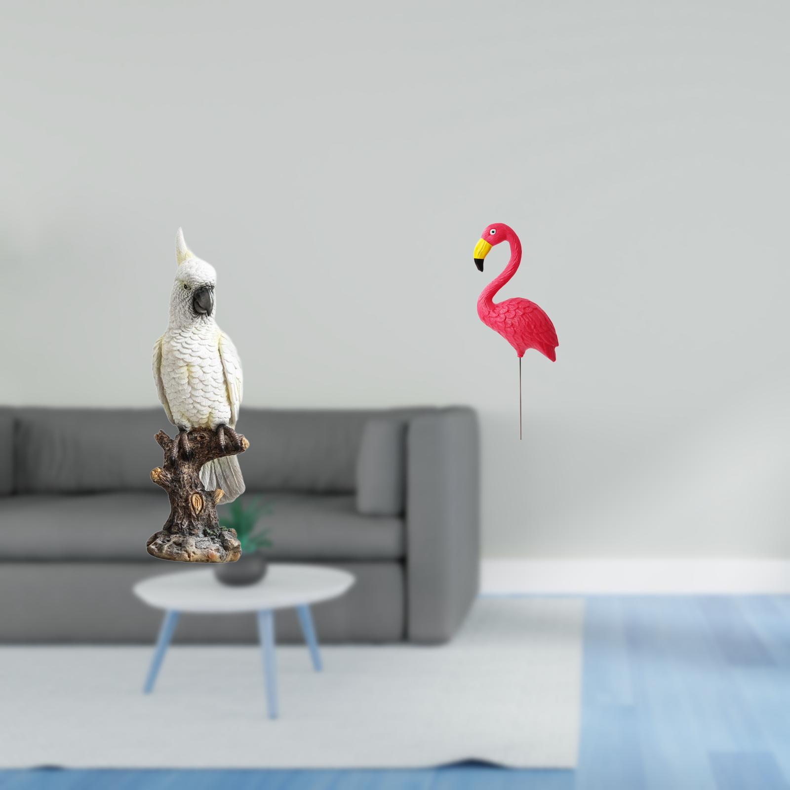 CarpNettore Parrot Bird Statue Animal Sculpture Resin Indoor Decorative Figurine Yard Art Ornament for Desk Table Centerpiece Fireplace Cabinet Backyard Fairy Garden Accessories Flamingo Garden