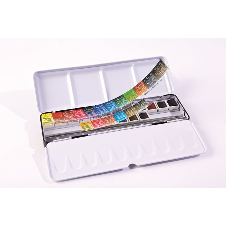 Sennelier French Artists' Watercolor Set - Metal Case, Set of 24 colors,  half pans