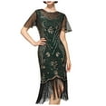 thumbnail image 1 of Robes d'Été Flapper Années 1920 Col en Dentelle Super Rugissant Années 20 avec Manches Harlem Soirée Robe Femmes Vert m, 1 of 4