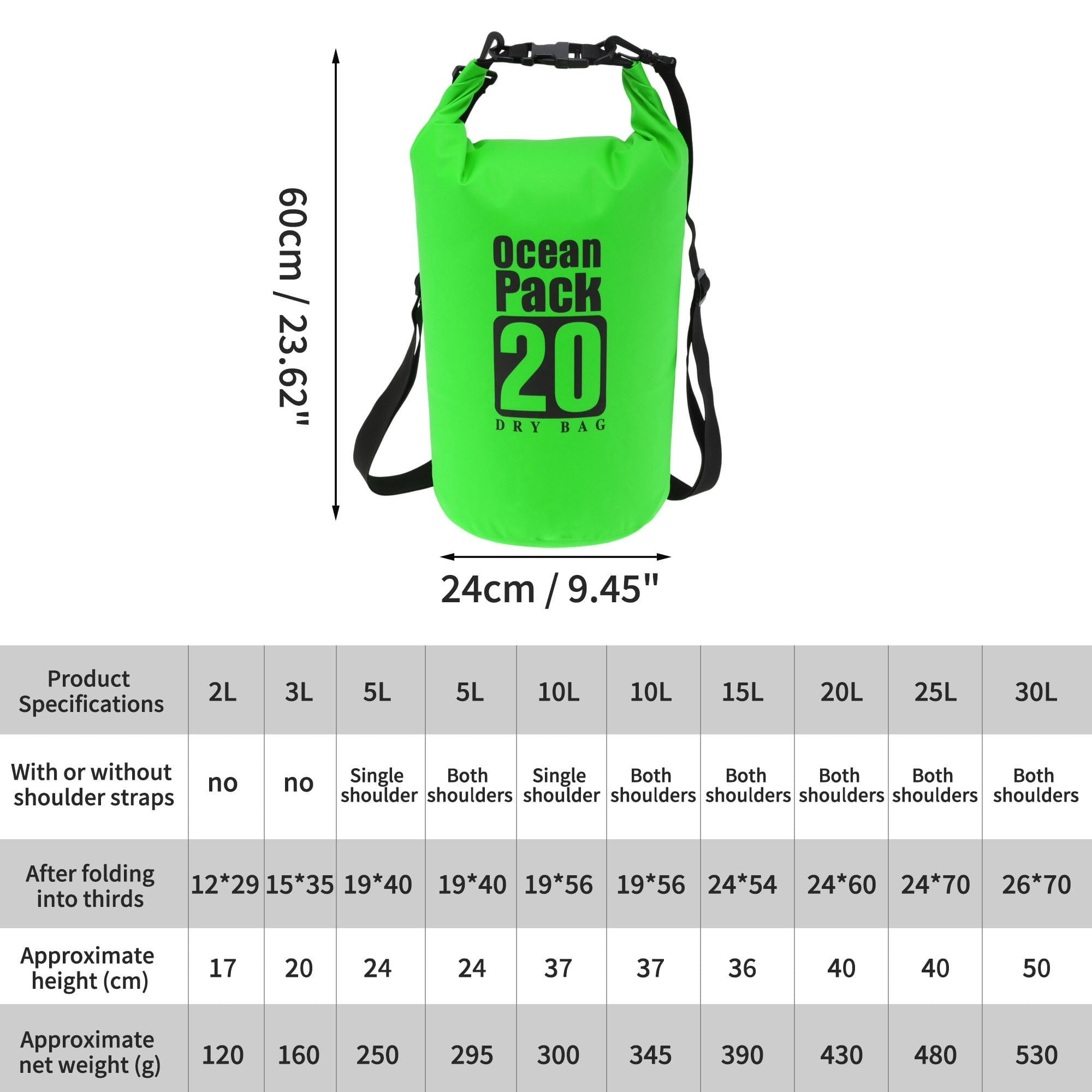 Unique Bargains Durable Waterproof Dry Bag Green Pattern 2