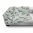 thumbnail image 2 of Sea Animals Soft Flannel Fleece Blanket, Repeated Cartoon Sharks Swimming to Different Directions Pattern, Cozy Plush for Indoor and Outdoor Use, 60" x 80", Slate Blue and Eggshell, by Ambesonne, 2 of 5
