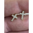 thumbnail image 3 of TAAPSEE JEWELS 14K Yellow Gold Plated Round Cut Diamond Unisex Cross Stud Earrings Silver, 3 of 5